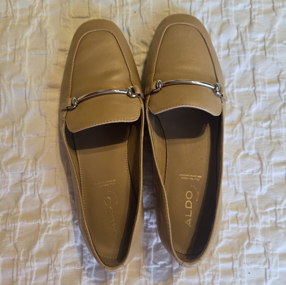 Aldo Beige Loafers with Metallic Detail